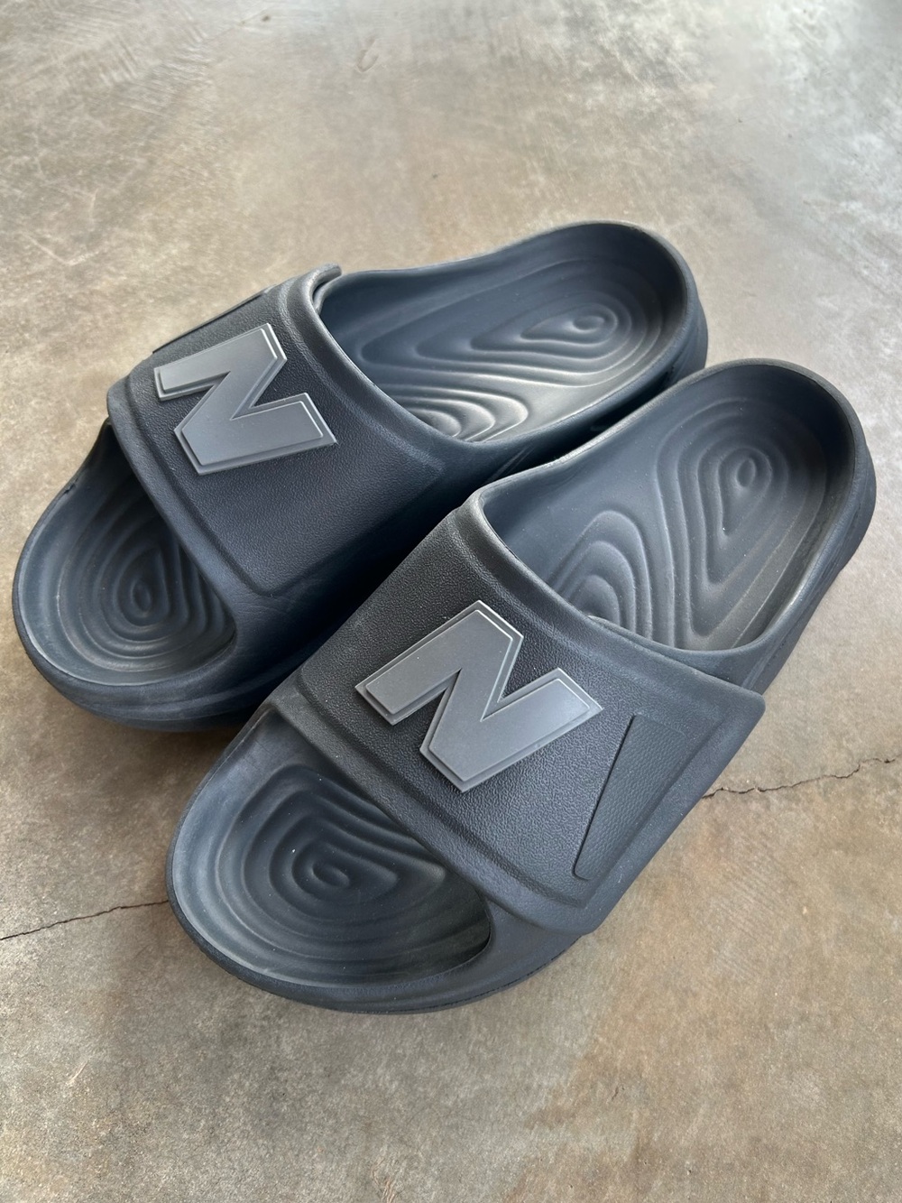 New Balance Black Slide Sandals with Velcro